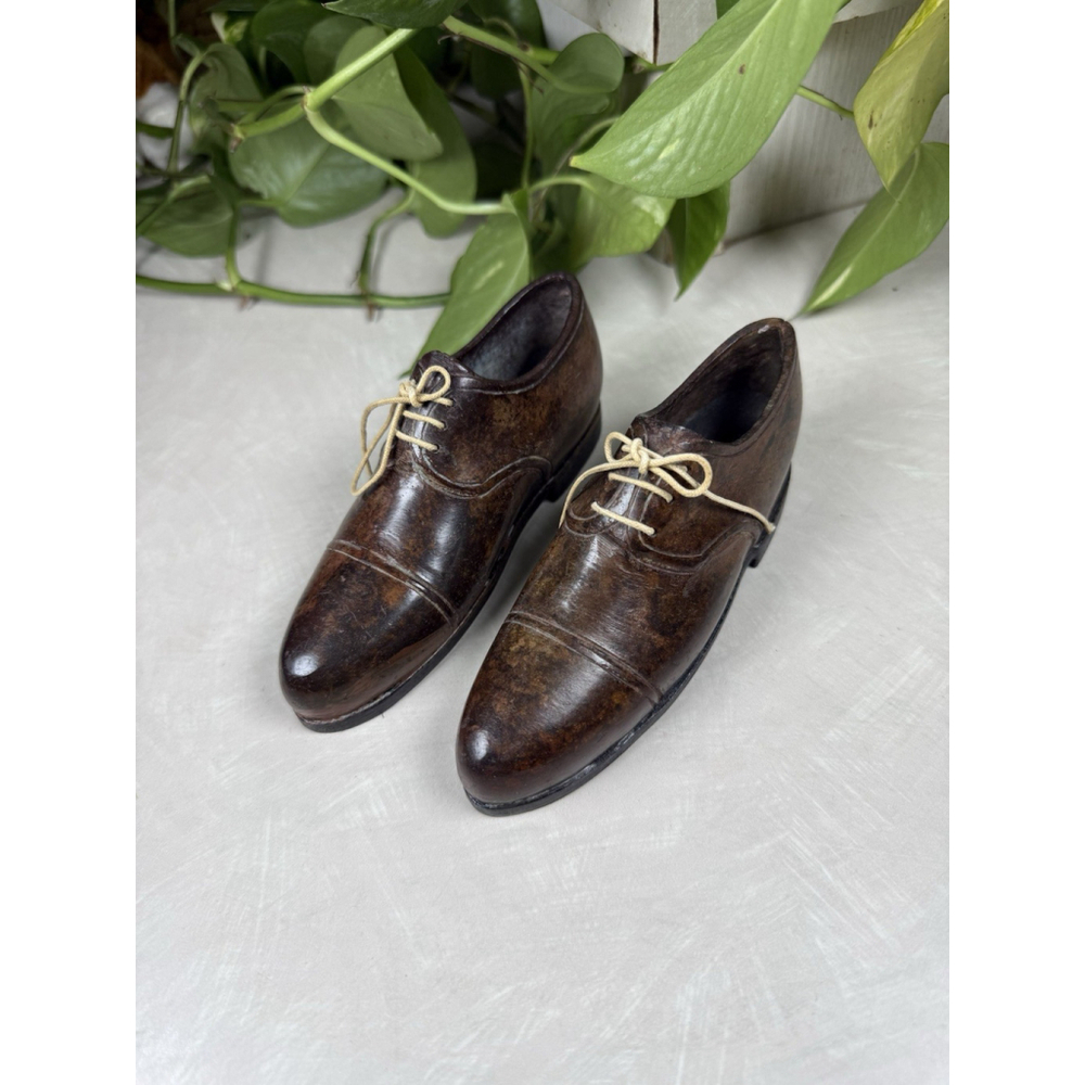 Decorative Cast Iron Men Dress Shoes (Pair) Paperweights 6”x1.5x3” With Laces